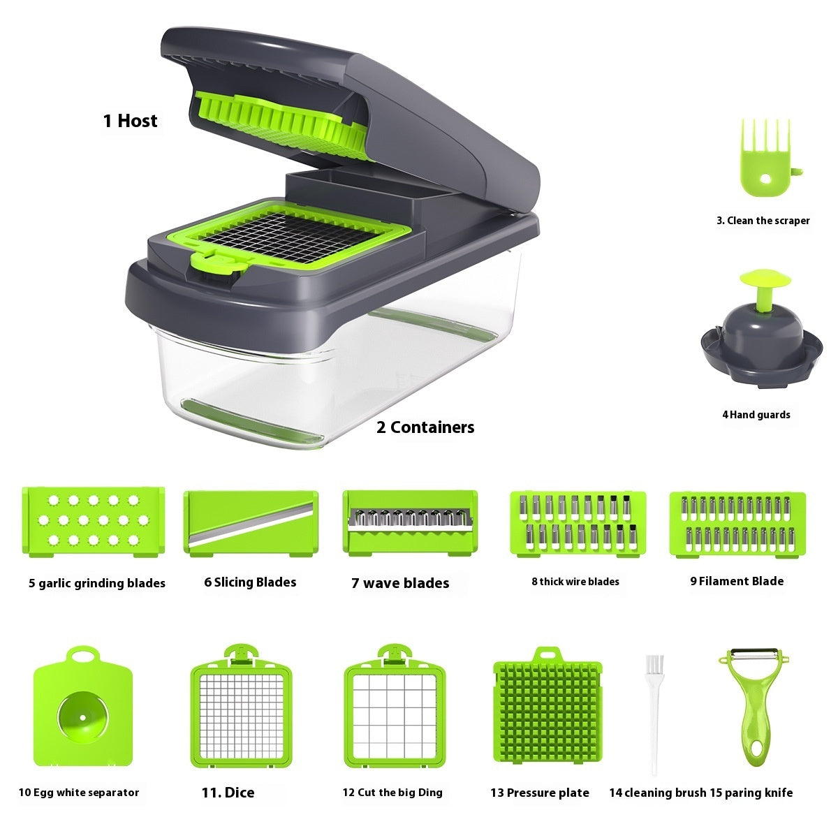 Household Multi-function Vegetable Chopper Kitchen 15-in-one