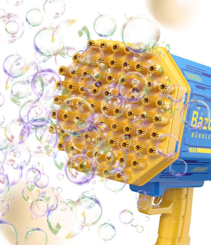 Bubble Gun Rocket 69 Holes Soap Bubbles Machine Gun Shape Automatic Blower With Light Toys For Kids