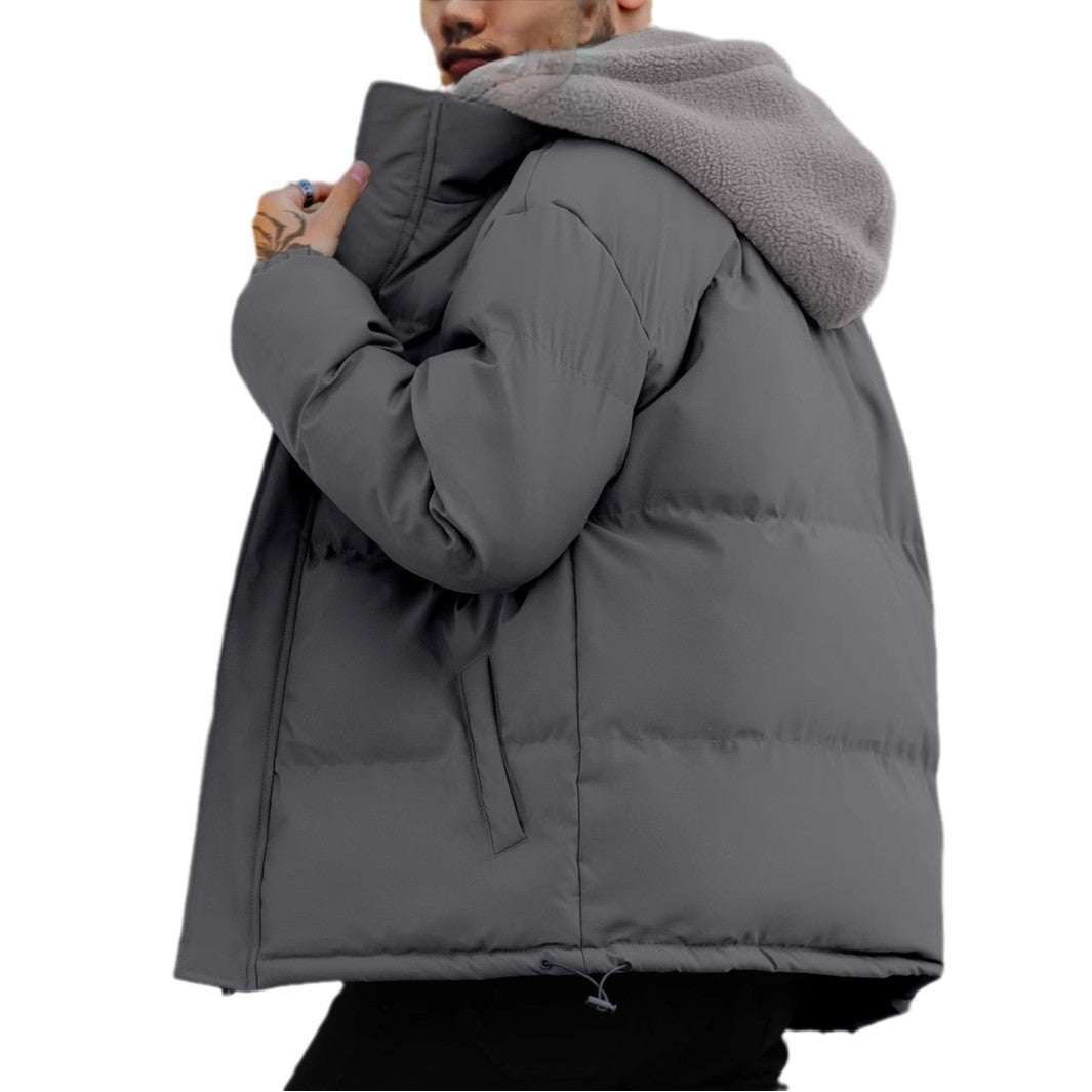 Men's Ski Thick Windproof Down Jacket Men's Fake 2-piece Cotton-padded Jacket